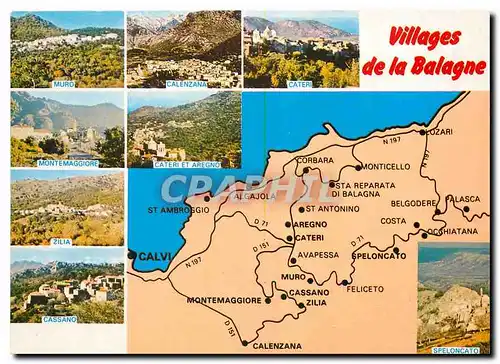 Moderne Karte Corse Ile de Beaute Paradis d'ete Villages de la Balagne