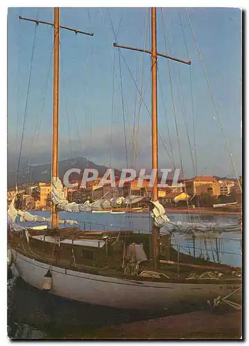 Moderne Karte Corse Ile de Beaute Paradis d'ete Propriano Coucher de soleil sur le port