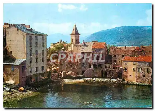 Moderne Karte Corse Ile de Beaute Souvenir de Saint Florent Un coin du village