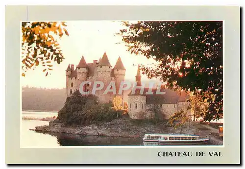 Moderne Karte Chateau de Val Sur le retenue du barrage de Bort les Orgues le site pittoresque du Chateau de Va