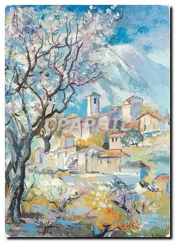 Moderne Karte Village de Provence Peinture a Vhuille de Robert Faure