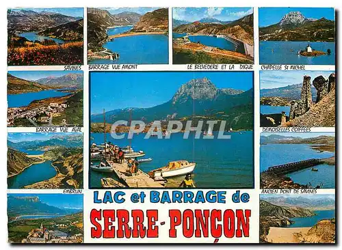 Moderne Karte Lac et Barrage de Serre Poncon Hautes Alpes