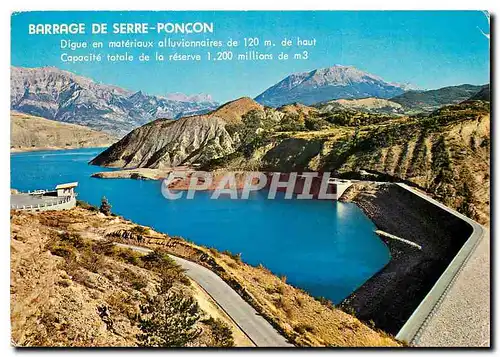 Moderne Karte Les Hautes Alpes Barrage et Lac du Serre Poncon Le Belvedere