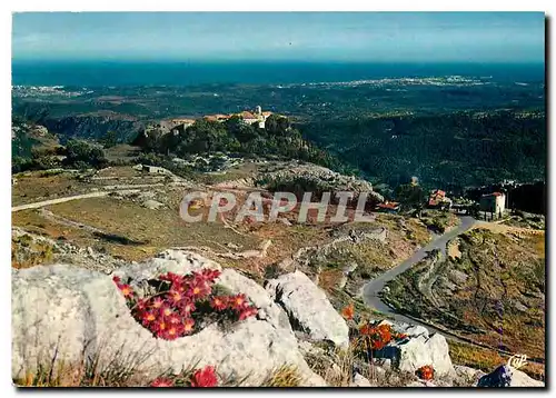 Moderne Karte Gourdon La Sarrasine Vue sur Antibes et la Mediterranee