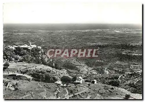 Moderne Karte Gourdon Vue panoramique Au fond la Mediterranee