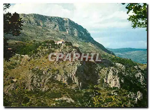 Moderne Karte Gourdon La Sarrazine Alpes Maritimes Village perche a la Pointe d'un Eperon rocheux et le Chemin