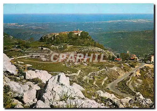 Moderne Karte Cote d'Azur French Riviera Gourdon Vue generale