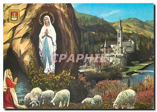 Moderne Karte Lourdes L'Apparition et la Basilique