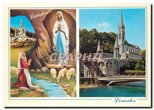 Moderne Karte Lourdes La Basilique et l'Apparition
