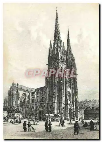 Cartes postales moderne Quimper La Cathedrale Lithographie de 1860