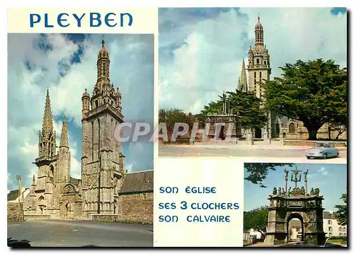 Moderne Karte Pleyben Sud Finistere Le clocher gothique la tour Renaissance