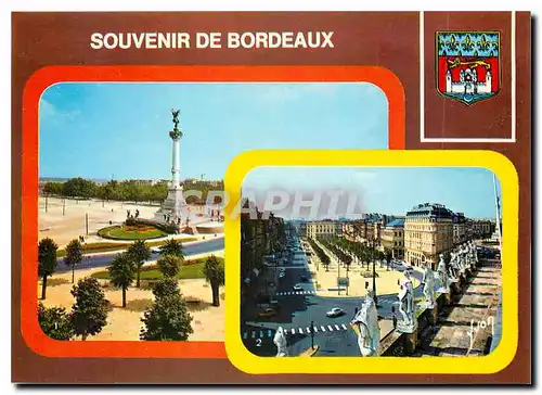 Moderne Karte Bordeaux Gironde Place des Quinconces et le Monument aux Girondins