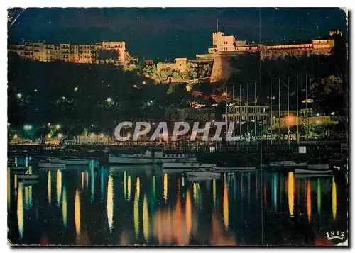 Cartes postales moderne Principaute de Monaco Un coin du Port et le Palais du Prince illuminee