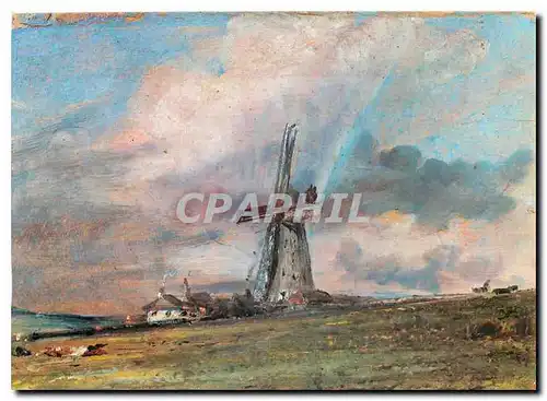 Cartes postales moderne Windmill among Houses with a Rainbow John Constable