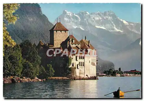 Cartes postales moderne Lac Leman Le Chateau de Chillon et les Dents du Midi