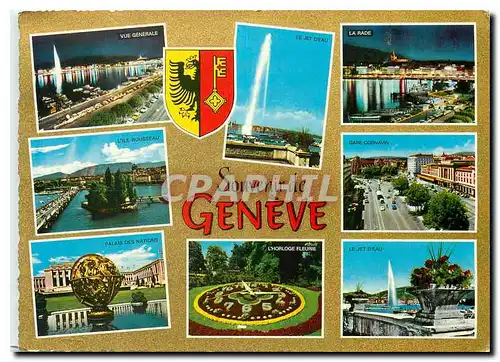 Moderne Karte Souvenir de Geneve