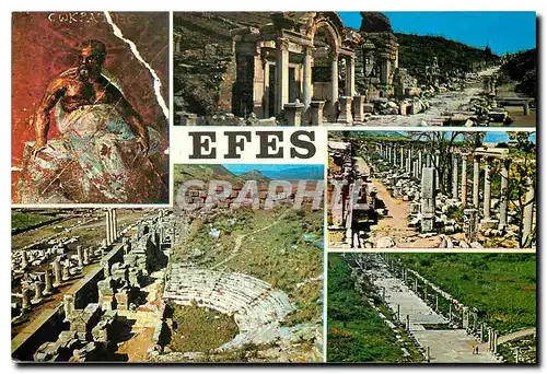 Moderne Karte Efes Socrates Temple d'Hadrian Theatre Odeon Agora Rue du Port
