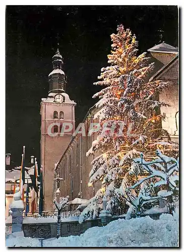 Cartes postales moderne La Capitale du Ski Megeve Haute Savoie L'Eglise La Nuit