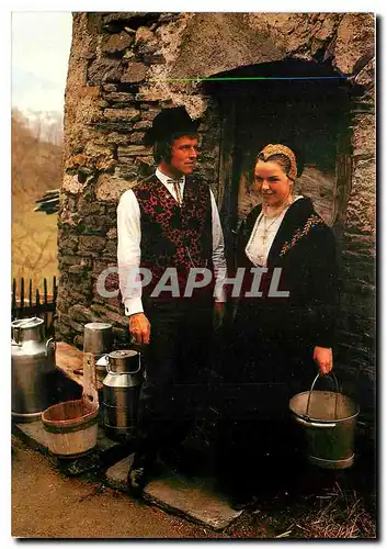 Moderne Karte Folklore Savoyard Couple en costume de Moyenne Tarentaise la Frontiere