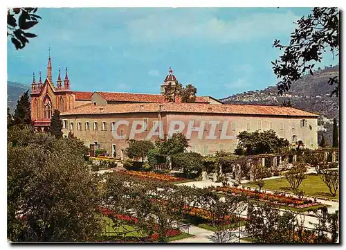 Cartes postales moderne Nice L'Eglise du Monastere de Cimiez et une partiede ses jardins fleuris