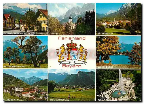 Moderne Karte Ferienland Bayern Garmisch Grainau Mittenwald