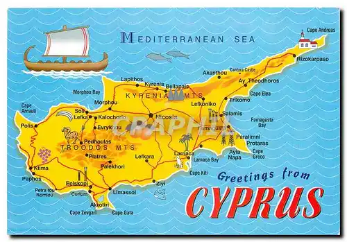 Moderne Karte Greetings from Cyprus