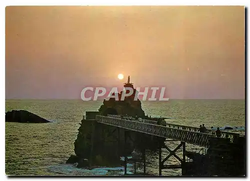 Moderne Karte Biarritz Coucher de Soleil sur le Rocher de la Vierge