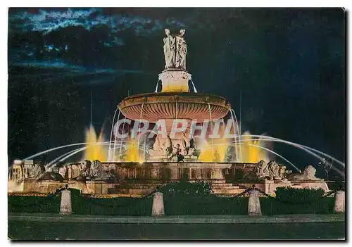 Cartes postales moderne Aix en Provence La grande fontaine sur la Rotonde la nuit