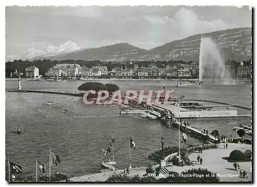 Cartes postales moderne Geneve Paquis Plage et le Mont Blanc
