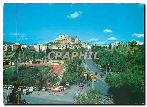 Moderne Karte Athens General view of Acropolis