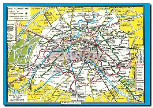 Cartes postales moderne Paris Le Plan du Metropolitain