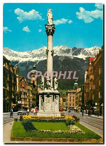 Moderne Karte Innsbruck Maria Theresia Street with the statue of Ste Anne