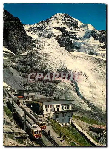 Moderne Karte Eigergletscher (2320m) mit Moench (4105m) Station der Jungfraubahn