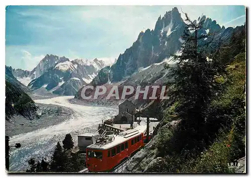 Moderne Karte Chamonix-Mont-Blanc Le Chemin de fer du Montenvers la Mer de Glace les Grandes Jorasses la Dent