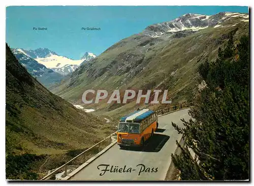 Moderne Karte Flueela-Pass (2383m) Engadiner Seite Blick gegen Val Grialetsch - Piz Vadret- Piz - Griadetsch