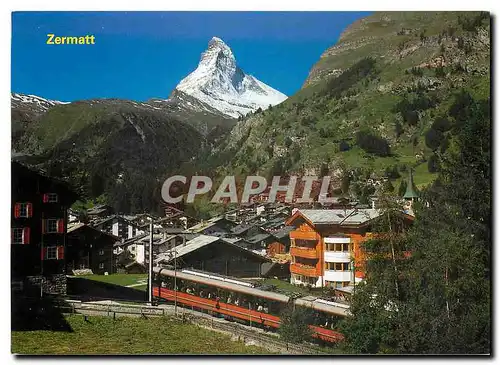 Moderne Karte Zermatt 1616m Wallis Matterhorn 4478m Mt. Cervin