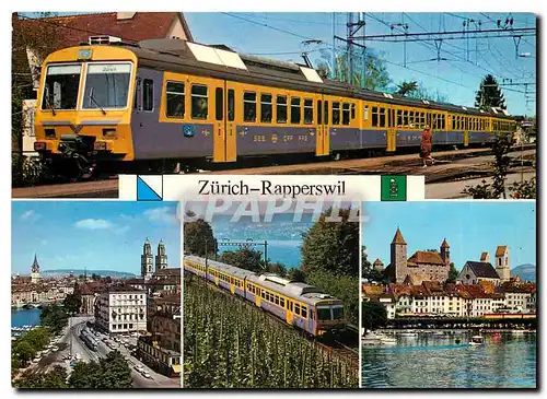 Moderne Karte Der Goldkuestenexpress der SBB auf der Fahrt zwischen Zuerich - Rapperswil