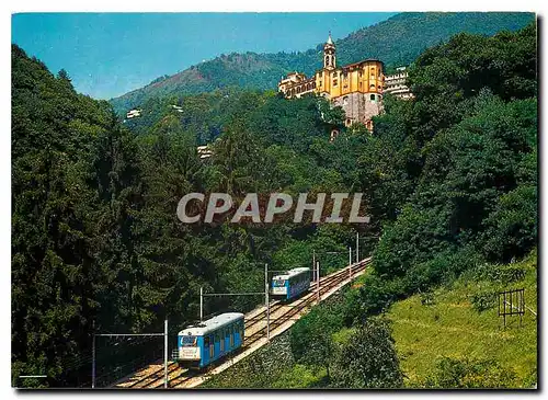 Cartes postales moderne Locarno Madonna del Sasso and wire tramway