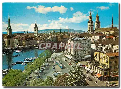 Cartes postales moderne Zuerich Blick auf Limmat Fraumuenster St.Peter und Grossmuenster