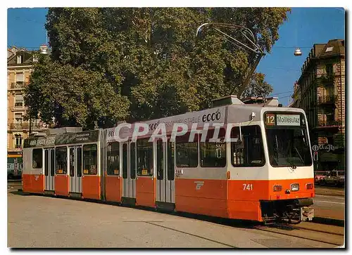 Cartes postales moderne Transports publics genevois (TPG) Tramway articule a plancher surbaisse Be 4/6 No.741