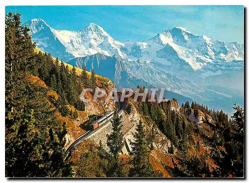 Cartes postales moderne Berner Oberland Vue sur Eiger Moench et Jungfrau avec le chemin de fer de la Schynige Platte