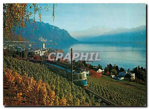 Moderne Karte Montreux Vue sur le Lac Leman et Dents du Midi