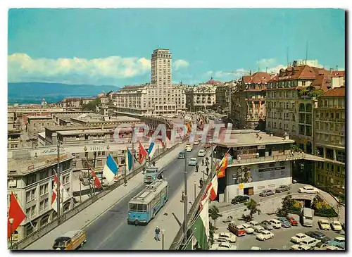 Moderne Karte Lausanne La Tour Bel-Air et le Grand-Pont