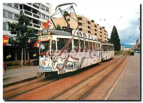 Cartes postales moderne Passage d'un Tramway decore sur la ligne 12 Geneve