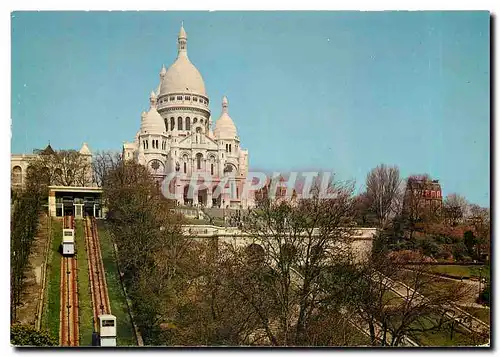 Cartes postales moderne Paris La Basilique du Sacre-Coeur de Montmartre et le Funiculaire