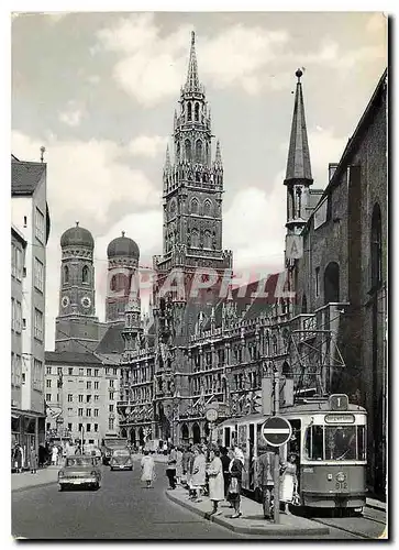 Cartes postales moderne Muenchen Blick auf das Rathaus und Frauenkirche