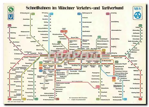 Moderne Karte Schnellbahnen im Muenchen Verkehrs- und Tarifverbund