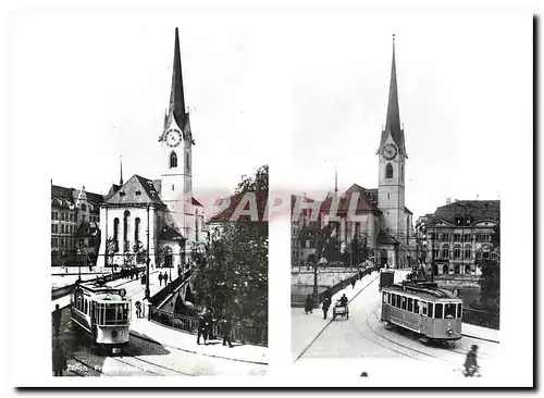 Cartes postales moderne verein tram-museum zuerich Staedtische Strassenbahn Zuerich. Linie 8 auf der Muensterbruecke