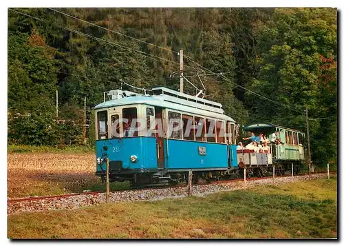 Cartes postales moderne Chemin de fer touristique Blonay-Chamby Le tram 28 ex-T.L. et les voitures ''Tres Grande Vision'