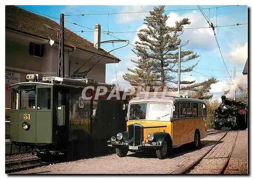 Cartes postales moderne Rencontre de vehicules postaux historiques en gare de Chamby